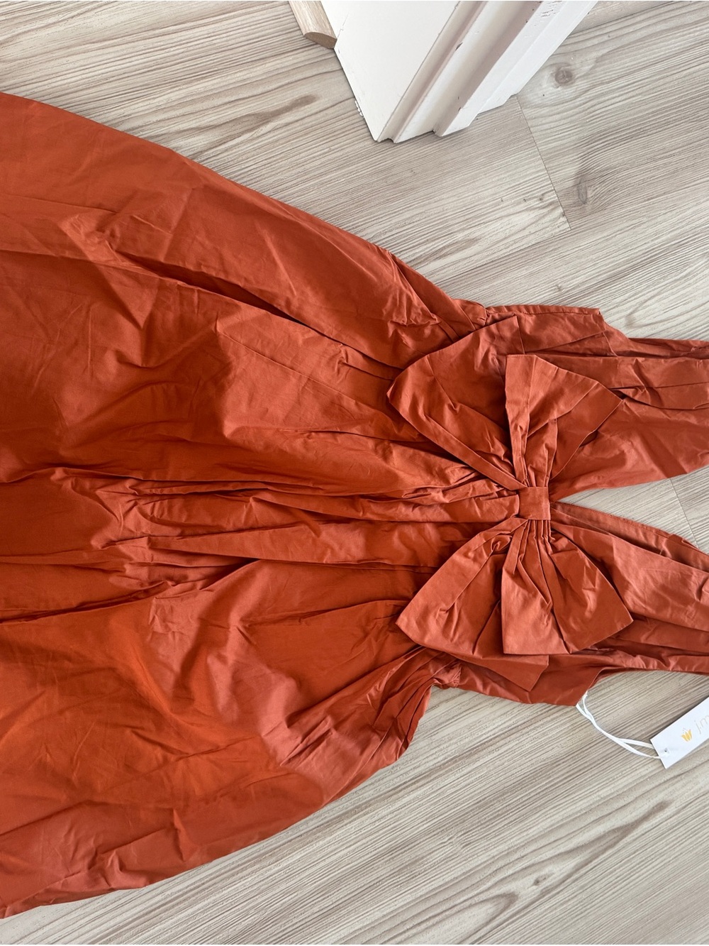 J Marie Burnt orange Bow-Detail Dress